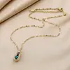 Popular no Xiaohongshu: Colar de Amendoim Safira Bicolor para Mulheres, Corrente de Clavícula de Aço Titânio Única e Fashion, Acessório de Luxo Leve de Nicho