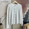 Cárdigan de punto blanco hilo coreado bordado trenzado suave y pegajoso top para mujer otoño e invierno nuevo casual versátil chaqueta top