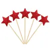 Inserts decorativos para pastel de cumpleaños de papel brillante, estrellas de cinco puntas y corazones, toppers pequeños para decoración de postres de fiesta, 5 piezas