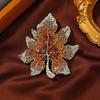 Broche de hoja de arce con diamantes de imitación de moda vintage, broche de hoja de arce de alta calidad para traje, chaqueta, abrigo, accesorio