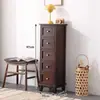 Gabinete Lateral Ultradelgado, Gabinete de Almacenamiento Estilo Cajón Retro, Gabinete de Almacenamiento Tipo Cajón Multicapa, Gabinete de Almacenamiento Pequeño de Madera Maciza