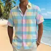 E-commerce Transfronteiriço Nova Camisa Masculina de Verão Respirável Sensação Fresca Camisa de Manga Curta Impressão Digital Camisa com Gola Masculina