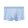 Cueca Boxer Masculina de Seda Gelada 120S, Forro Interno Antibacteriano Grau 10A, Textura Jacquard, Respirável, Fresca, Secagem Rápida, Leve