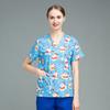Bata Quirúrgica Estampada Manga Corta Traje Dividido Ropa de Uniforme para Médico Algodón Fino de Verano Overoles Quirúrgicos para Sala de Operaciones