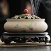 Quemador de incienso de cerámica rústica grande para uso doméstico, soporte para incienso de bobina de sándalo de cerámica, soporte de incienso para interiores, base de incienso de artemisa, quemador de aromaterapia