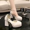 Sapatos Barbie Mary Jane Franceses Plataforma Impermeável Salto Alto Sandálias de Salto Grosso Mulher 2024 Sapatos Novos Verão Sapatos Soltos