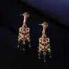 Estilo Palacio Retro Exquisito Patrón de Lirio Borla de Diamante Nicho Moda Elegantes Pendientes de Gama Alta Joyería Medieval