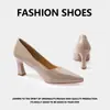 Zapatos de Tacón Alto de 7 cm para Mujer con Tacón Fino Estilo Nuevo Primavera y Otoño 2026 Zapatos de Salón de Gamuza con Punta Fina Zapatos Profesionales para el Trabajo