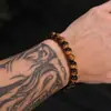 Personalización Venta Caliente Transfronteriza Pulsera de Cuentas Ojo de Tigre Amarillo de Vidrio Cuentas Redondas de 8 mm Hecha a Mano Ajustable En Stock Pulsera de Mano