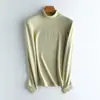 Camiseta Interior de Lana y Seda para Mujer, Nuevo Estilo Otoño e Invierno, Cuello Semi Alto, Fibra Acrílica Antibacteriana, Camiseta Térmica de Manga Larga para Mujer