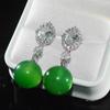 Aretes redondos de calcedonia verde natural de alta calidad Joker clásico calcedonia verde aretes fábrica venta al por mayor moda nuevo