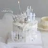 Decoração de Bolo Dia das Mães 2026 Ornamento de Coroa de Cristal Borboleta Iridescente Acrílica Fada Prateada Mamãe Topper