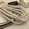 Collar de perlas estilo antiguo francés de calidad Shijia, cadena de clavícula de lujo ligera y sencilla, collar que combina con todo para mujer