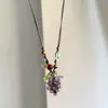 Collar de Uva Dopamina de Verano Colorido Frutal y Dulce para Mujer Collar de Cuerda Trenzada Morada Cadena de Clavícula Simple y Fresca