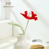 Ramo artificial de cabeza de conejo tejido a mano, adorno floral tejido con hilo, decoración de escritorio para el hogar, regalo creativo hecho a mano