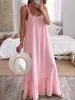 2026 Novo Comércio Exterior Transfronteiriço Feminino Casual Sem Alças Decote U Regular Franzido Multicor Vestido Longo Feminino