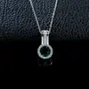 Colar Cruzado S925 Prata Esterlina Pingente de Esmeralda de Cultivo Feminino Redondo Totalmente Pavimentado com Diamantes e Pedras Coloridas para o Dia a Dia Eventos Noturnos Presente