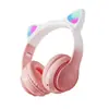 Nuevo Auricular Bluetooth Inalámbrico Montado en la Cabeza Orejas de Gato Dibujos Animados LED Luminoso Estéreo Tarjeta Auricular 28Pro