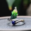 Rei dos cervos dourados s925 prata retro moda sul ágata vermelha turquesa anel feminino artístico cloisonne folha anel