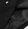 Jaqueta 11KN Estilo Corte Francês com Gola Alta para Homens e Mulheres Slim Fit Fivela Metálica de Múltiplas Fileiras Bordado Punk Motociclista Jaqueta Curta