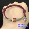 S999 Pé de Prata Queimada Azul Gota Cola Balde Contas Contas Tecidas Corda de Mão Pulseira Colar Acessórios DIY Feitos à Mão