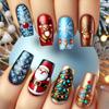 Manicura Larga de Navidad Serie de Navidad Manicura Papá Noel Reno Copo de Nieve Árbol de Navidad