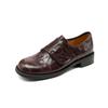 Zapatos Textiles de Piel de Oveja Entera Primavera 2025 Tacón Bajo Grueso Punta Redonda Zapatos de Cuero Genuino de Boca Profunda para Mujer