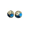 Pendientes de Flor de Gota de Agua Azul Translúcido Retro Elegantes Estilo Palacio, Diseño de Nicho de Lujo Ligero, Pendientes Exquisitos y de Alto Valor