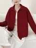 Cardigan de Lana de Punto Doble Cara de Color Sólido con Cuello Solapa Otoño/Invierno 2026 Nuevo Suéter Abrigo Versátil Simple Holgado Adelgazante para Mujer