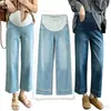 Jeans de maternidad para primavera y otoño, de cintura alta, que soportan el vientre, de pierna recta, de pierna ancha, holgados y adelgazantes, no restrictivos, adecuados para uso casual durante el embarazo