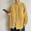 Comercio electrónico transfronterizo, nueva colección de otoño 2006, camisa de manga larga para hombre de color liso, camisa holgada estilo japonés, prenda de abrigo de moda