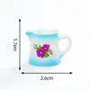 Taza de Té Cerámica Impresa Retro Nostálgica Tetera Juguete de Comida Casa de Muñecas Accesorios de Decoración DIY Adornos en Miniatura