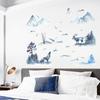 Pintura de tinta clásica Montaña Bosque Lobo ciervo pegatinas de pared sala de estar decoración de dormitorio pegatinas autoadhesivas HM92069