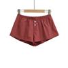 1686-4-25 Início da Primavera Novo Estilo Europeu e Americano Verão Lazer Meninas Casa Xadrez Vermelho Cintura Alta Botão Shorts