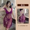 Fan Lei Camisón Sexy de Encaje Lencería Sexy Coqueteo de Cama Transparencia Tentación No Necesidad de Quitarse Pijama Apasionado Conjunto 966
