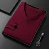 Suéter de Punto de Color Sólido con Cuello en V y Mangas Largas en Forma de Corazón Transfronterizo Popular de Invierno Negocio Casual Engrosado Suéter de Punto para Hombres de Mediana Edad