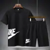 Traje Deportivo para Hombre Verano Casual Dos Piezas Traje de Fitness Correr por la Mañana Correr Ropa de Secado Rápido Camiseta Manga Corta Logo Impreso