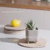 Posavasos Tejidos Redondos Trenzados Posavasos para Tazas Placa Aislante de Calor Encimera de Cocina Base Resistente al Calor para Ollas y Sartenes Accesorios de Mesa