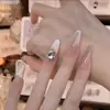 [Nude] Unhas Postiças Cat-Eye Color Nude para Ponta dos Dedos, Nova Manicure, Design de Luxo Acessível, Clareamento (Sem Caixa)