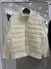 Jaqueta de Tricô Splicing Feminina de Novo Design Transfronteiriça Moda Feminina Gola Alta Fashion Versátil Jaqueta de Algodão para Manter Aquecido
