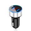 Cargador de Coche USB Dual 3.1A Pantalla de Voltaje Cargador de Coche Redondo de Aleación de Aluminio Cargador de Teléfono Móvil