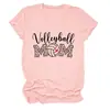 Amazon eBay sitio independiente moda casual mujer voleibol mamá estampado de leopardo cuello redondo camiseta