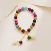Nuevo Pulsera de Turmalina Arcoíris Natural Colorida para Mujer, Pulsera de Cadena con Colgante de Orquídea Estilo Veraniego Ins Nicho, Pulsera para Novia Mejor Amiga