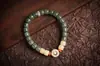 Cadena de mano de raíz de Bodhi de jade blanco natural para hombres y mujeres, vintage, con borla de loto, colgante para coche, joyería Wenwan