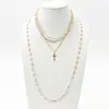 Cadena de Perlas Oceánicas de Venta Caliente Transfronteriza Europea y Americana Cadena para Clavícula de Mujer Colgante de Estrella de Mar y Concha Collar Multicapa Apilable Venta al por Mayor