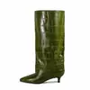 2026 Nuevas Botas Largas Adelgazantes de Estilo de Comercio Exterior Personalizadas con Patrón de Piedra y Punta Fina para Mujer, Botas Delgadas de Moda con Tacón Kitten, Botas Rectas para Mujer