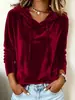 Top casual liso de veludo dourado feminino 2026 outono e inverno