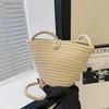Bolsa casual de viagem de verão 2024 Nova bolsa de balde de palha Bolsa de praia de férias à beira-mar Bolsa de ombro tecido Crossbody Bolsa
