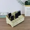 Caja de almacenamiento para teléfono móvil escritorio maestro reunión interior Caja de madera multi-rejilla sin tapa Película templada para teléfono móvil Caja cuadrada de madera maciza