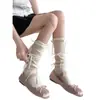 Meias Empilhadas de Malha Levemente Transparente com Borda de Laço para Primavera/Verão, Novo Estilo, Meias Simples para Ballet, Tênis, Esportes para Mulheres